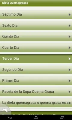 Dieta Quemagrasas android App screenshot 1